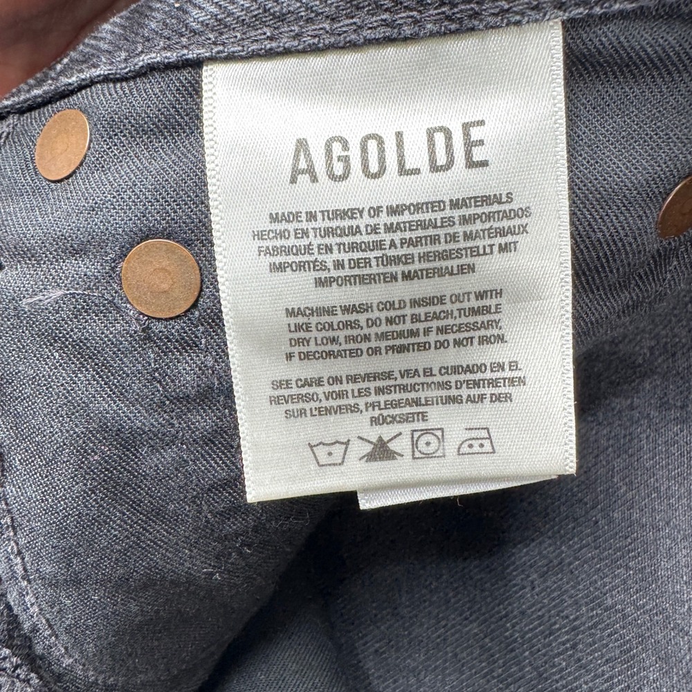 Agolde Jeans Womens 25 Blue 90s Pinch Waist High Rise Straight Button Fly Black - Picture 4 of 14